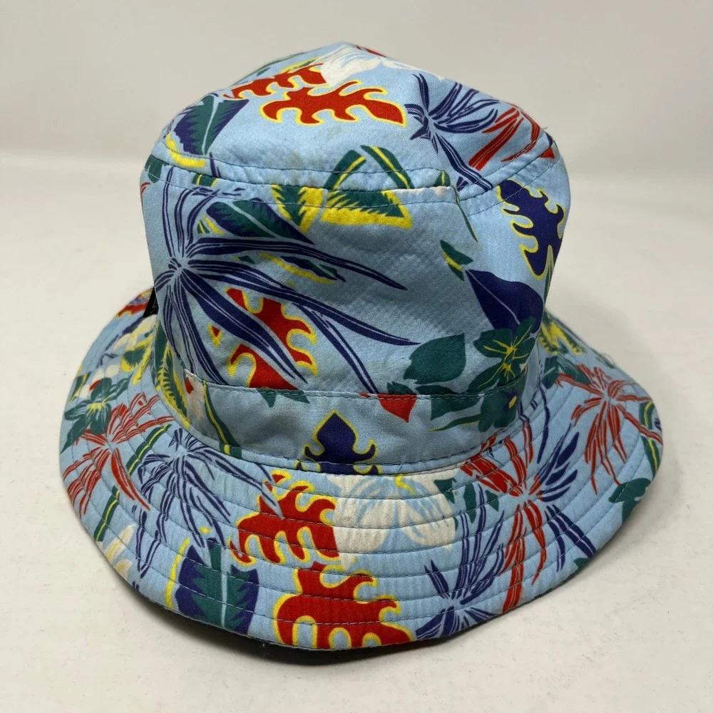 Vans Bucket Hat Blue Tropical Floral Print Summer Sun Hat L/XL
